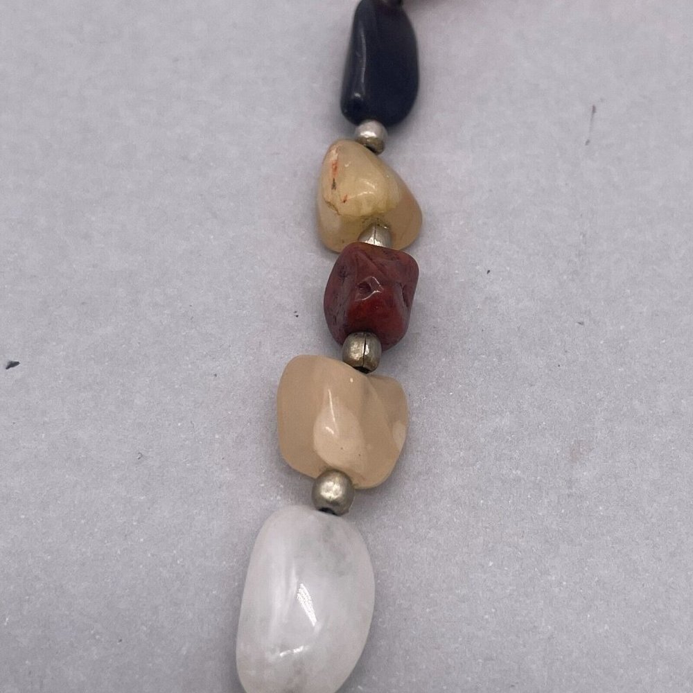 Multicolor Mixed Real Natural Stone Beaded Necklace Hook Closure 25 Inches - Picture 7 of 7